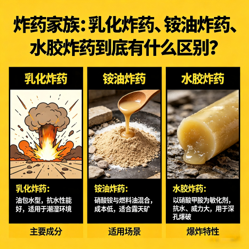 抱罗镇炸药家族：乳化炸药、铵油炸药、水胶炸药到底有什么区别？